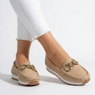 Platform Loafers with Chain Detail and Wedge Sole