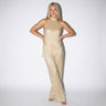 Pleated Halter Top and Wide-Leg Trouser Set