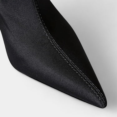 Pointed Toe Ankle Boots with Block Heel and Stitch Detail