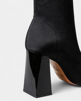 Pointed Toe Ankle Boots with Block Heel and Stitch Detail