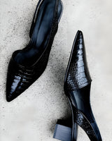 Pointed Toe Slingback Shoes with Block Heel