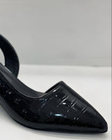 Pointed Toe Slingback Shoes with Block Heel