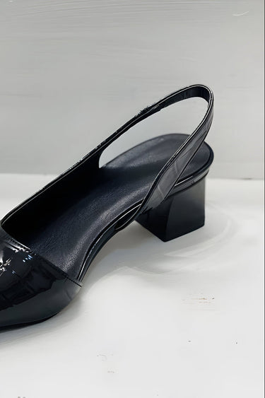 Pointed Toe Slingback Shoes with Block Heel