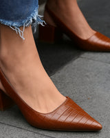 Pointed Toe Slingback Shoes with Block Heel