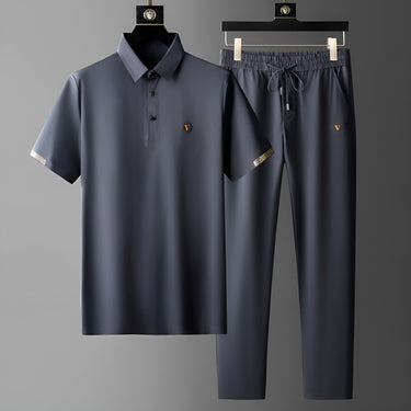 Polished Men’s Polo Shirt And Drawstring Trousers Set