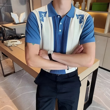 Polished Men’s Polo Shirt With Short Sleeve And Contrast Panel Design