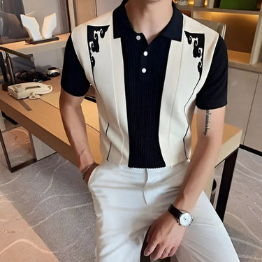 Polished Men’s Polo Shirt With Short Sleeve And Contrast Panel Design