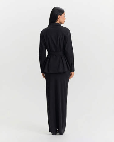 Polished Women’s Utility Shirt With Belted Waist And Long Sleeve