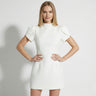 Puff Sleeve Mini Dress with Open Back and Bow Detail