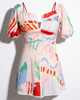 Puff Sleeve Mini Dress with Ric Rac Trim
