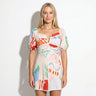 Puff Sleeve Mini Dress with Ric Rac Trim