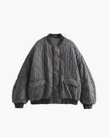 Quilted Oversized Bomber Jacket with Flap Pockets