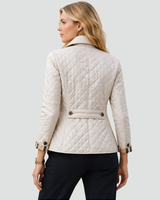 Detail of the hem and lower body diamond stitching
