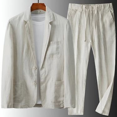 Refined Men’s Blazer And Drawstring Trouser Set With Notch Lapel