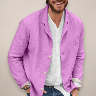 Refined Men’s Linen Blazer With Button Front And Notch Lapel