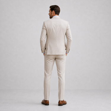 Refined Men’s Linen Three-Piece Suit With Notch Lapels And Waistcoat