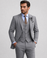 Refined Men’s Linen Three-Piece Suit With Notch Lapels And Waistcoat