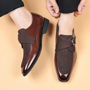 Refined Men’s Monk Strap Dress Shoes With Single Buckle And Mixed Texture