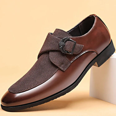 Refined Men’s Monk Strap Dress Shoes With Single Buckle And Mixed Texture