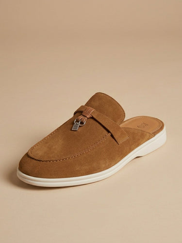 Refined Men’s Mule Loafers With Open Back And Metal Bar Detail