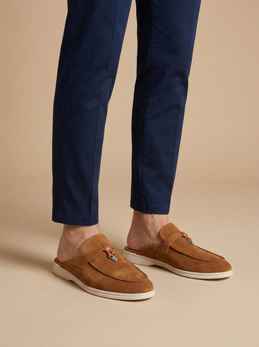 Refined Men’s Mule Loafers With Open Back And Metal Bar Detail