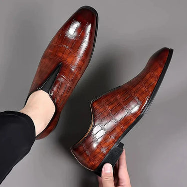 Refined Men’s Slip On Dress Shoes With Textured Pattern Finish