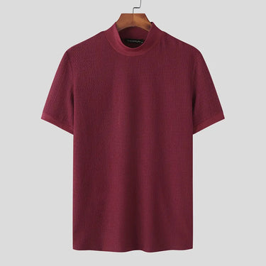 Refined Men’s Textured Knit T Shirt With Short Sleeve Crew Neck