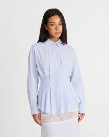 Refined Women’s Peplum Shirt With Button Up Front And Structured Collar