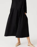 Relaxed Fit Midi Dress with Front Pleats