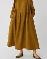 Relaxed Fit Midi Dress with Front Pleats