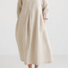 Relaxed Fit Midi Dress with Front Pleats