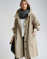 Beige Trench Coat with Relaxed Fit