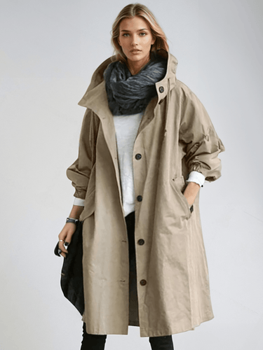 Beige Trench Coat with Relaxed Fit