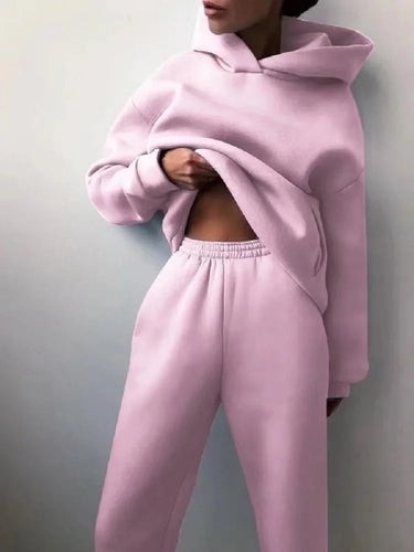 Back view of the hoodie showing hood and relaxed fit