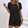 Front view of the two-piece lounge set showing the top and matching shorts