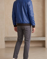 Relaxed Men's Leather Jacket With Single-Breasted Front