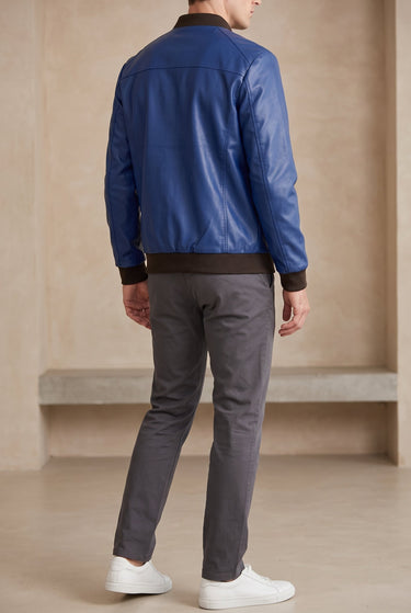 Relaxed Men's Leather Jacket With Single-Breasted Front