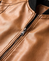 Relaxed Men's Leather Jacket With Single-Breasted Front