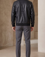 Relaxed Men's Leather Jacket With Single-Breasted Front