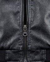 Relaxed Men's Leather Jacket With Single-Breasted Front