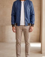 Relaxed Men's Leather Jacket With Single-Breasted Front