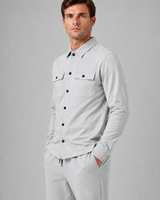 Flap chest pockets on the overshirt, detail shot