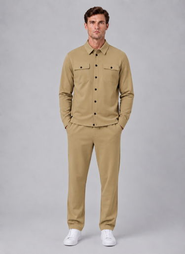 Relaxed straight-leg trousers with elasticated drawstring waist