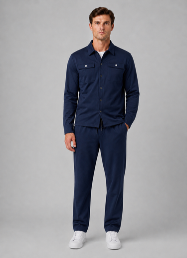 Full-length view of the two-piece set worn together