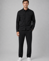 Side view of the overshirt and trousers co-ord set