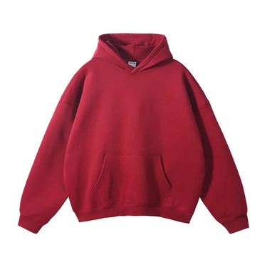 Side view showing ribbed cuffs and hem of the pullover hoodie
