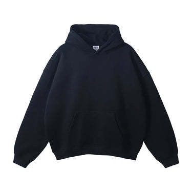Rear view of the men's pullover hoodie showing the fixed hood