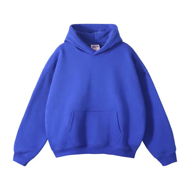 Flat lay of the men's pullover hoodie showing full garment