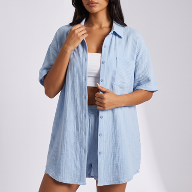 Side view of the co-ord set showing the top and shorts silhouette