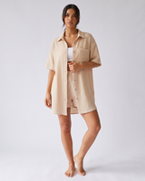 Full-length front view of the co-ord set on a model